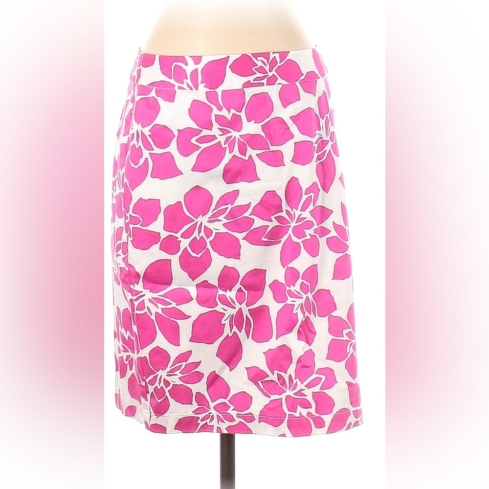 Garnet Hill Pink Floral Pencil Skirt Size 8